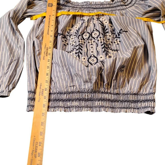 Xhilaration Blue and White Off Shoulder Blouse, Small - Picture 5 of 7